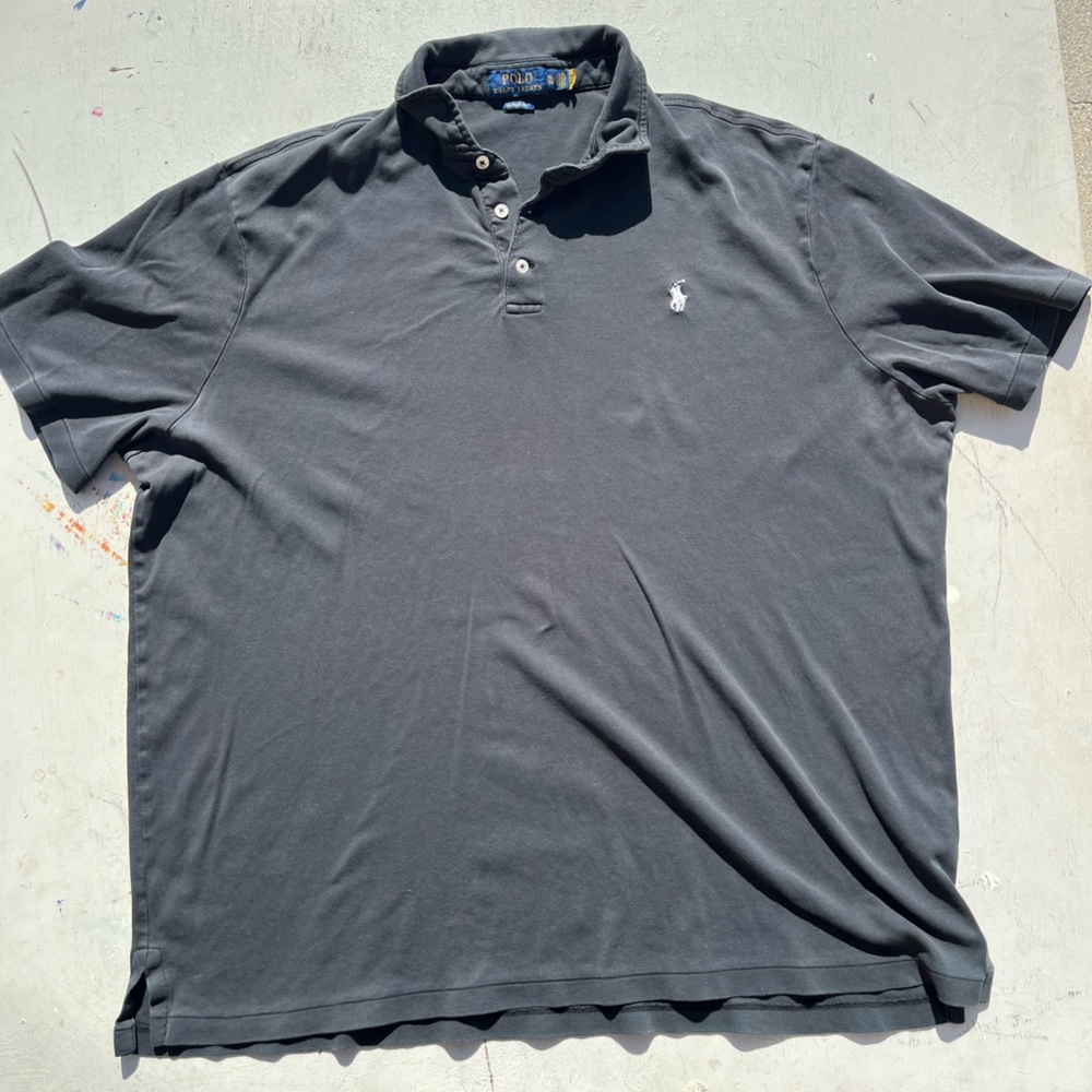 Men's Polo Ralph Lauren Polo Shirt Black Solid XL Cotton Golf Prep Iconic City